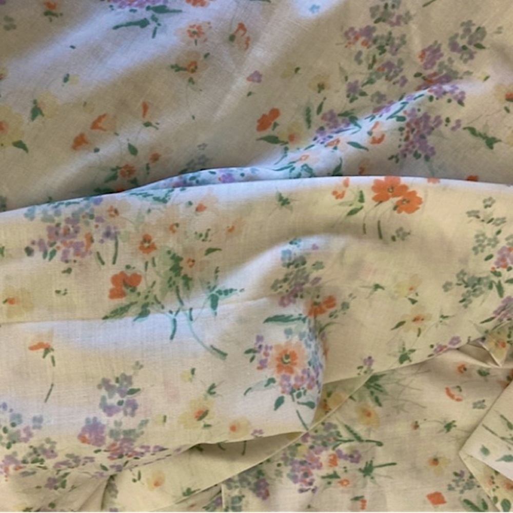Vintage Morgan Jones Double Flat Sheet in a beautiful pastoral floral pattern
